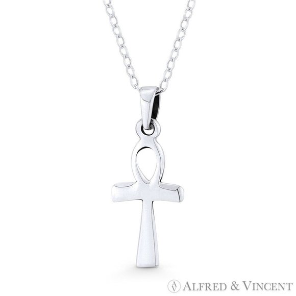 Egyptian Ankh Cross Key-of-Life Charm Pendant in .925 Sterling Silver - Picture 1 of 1
